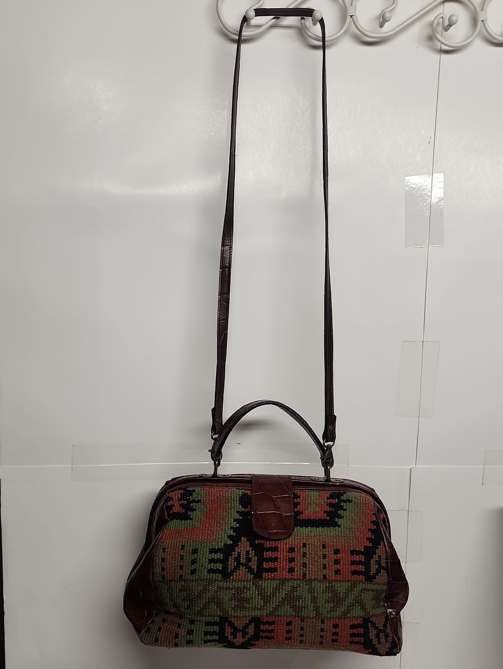 Danielle Nicole Vtg Made In Italy Brown Leather Interior Doctors Style Handbag - Picture 7 of 16